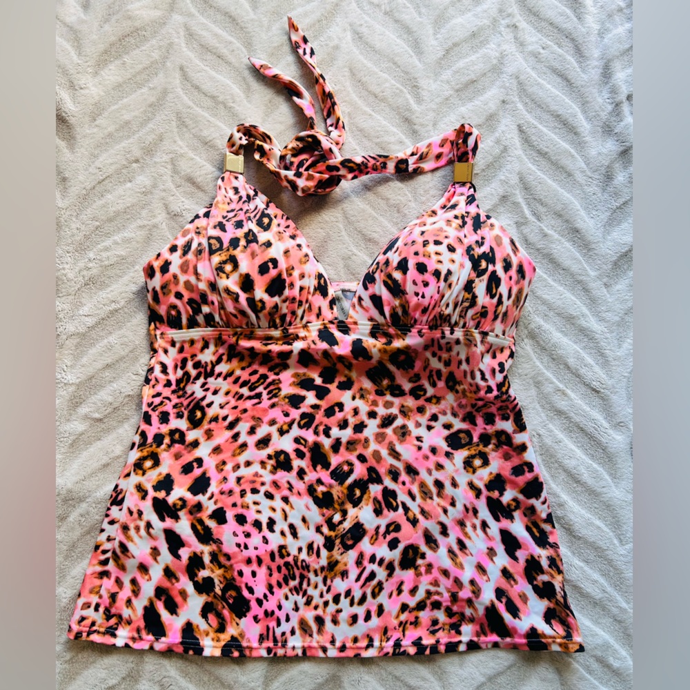 Victoria Secret leopard tankini pink black medium